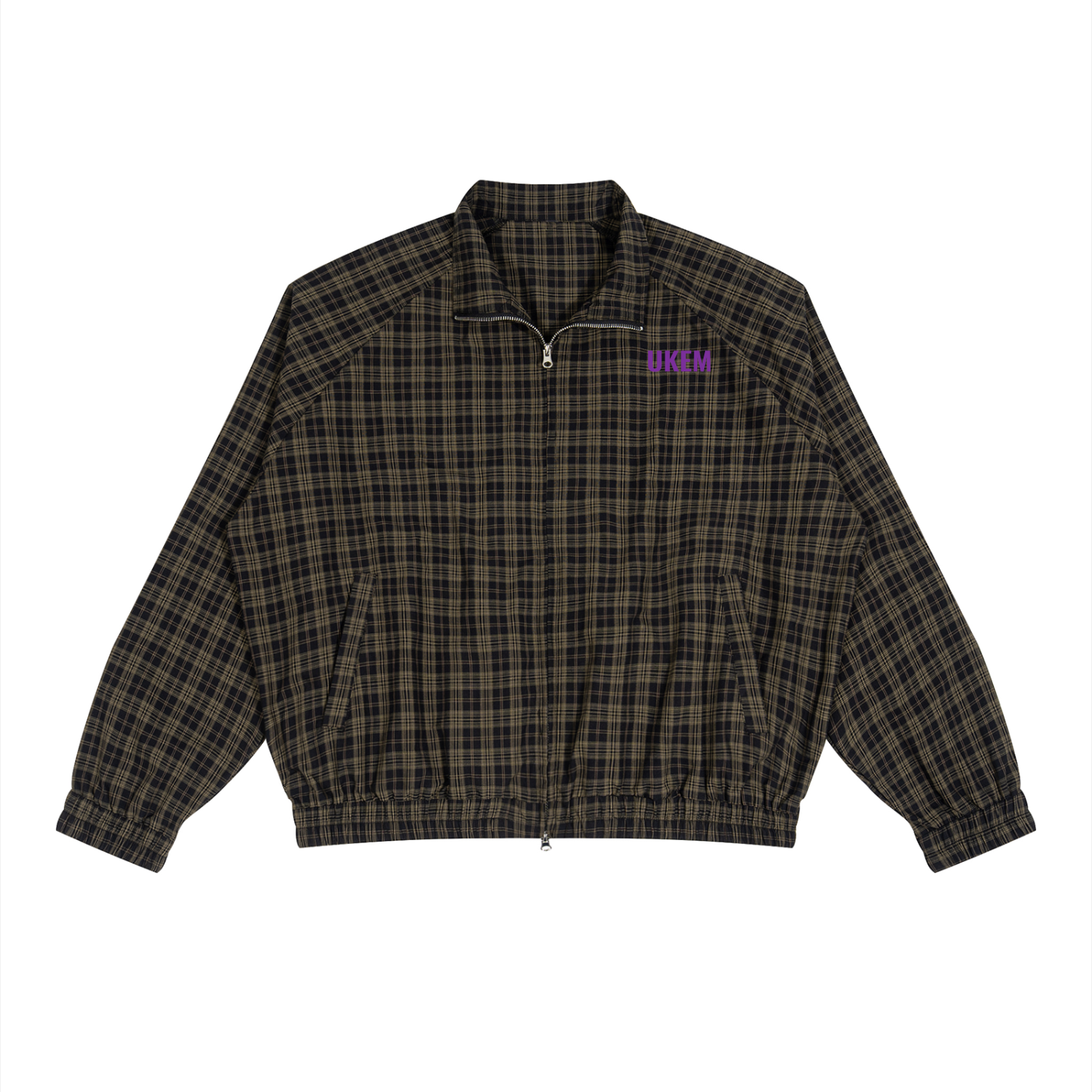 Men Plaid Full-Zip Track Jacket